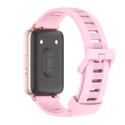 For Samsung Galaxy Fit 3 Mijobs Flat Hole Silicone Watch Band(Lotus Root Powder+Rose Gold)