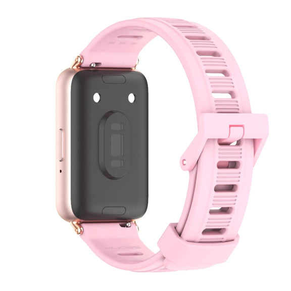 For Samsung Galaxy Fit 3 Mijobs Flat Hole Silicone Watch Band(Lotus Root Powder+Rose Gold)