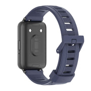 For Samsung Galaxy Fit 3 Mijobs Flat Hole Silicone Watch Band(Midnight Blue+Black)