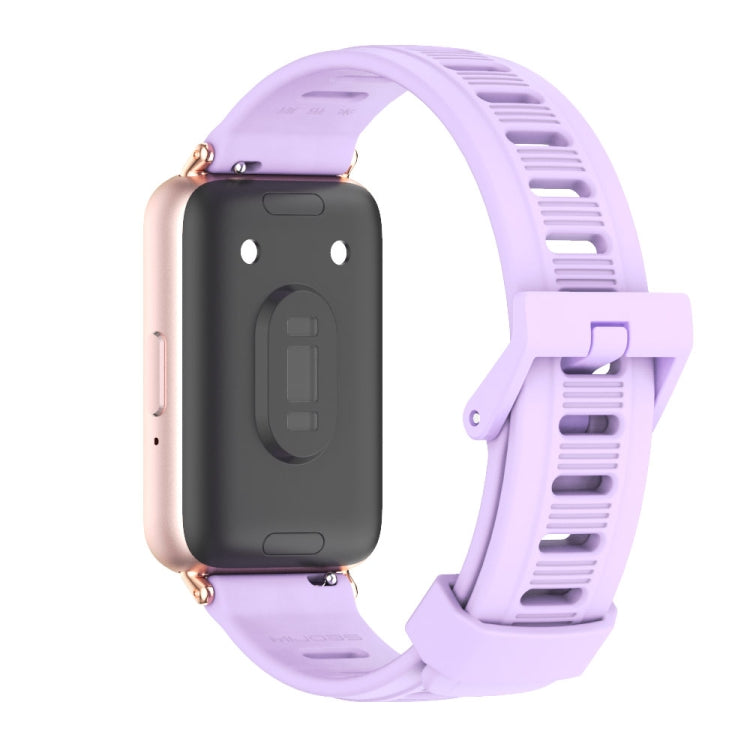 For Samsung Galaxy Fit 3 Mijobs Flat Hole Silicone Watch Band(Purple+Rose Gold) - free shipping - PMc TechLife - Order now!