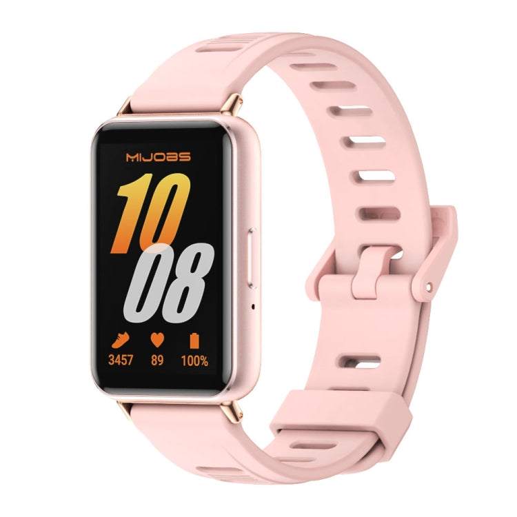 For Samsung Galaxy Fit 3 Mijobs Flat Hole Silicone Watch Band(Pink+Rose Gold) - free shipping - PMc TechLife - Order now!