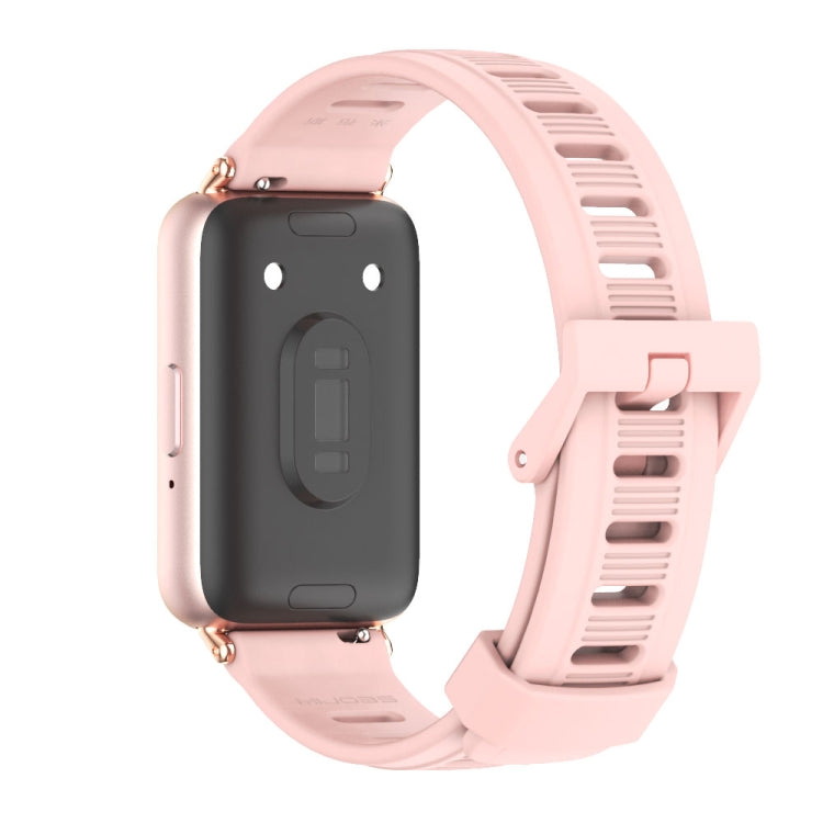For Samsung Galaxy Fit 3 Mijobs Flat Hole Silicone Watch Band(Pink+Rose Gold) - free shipping - PMc TechLife - Order now!