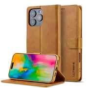 LC.IMEEKE Calf Texture Horizontal Flip Leather Case For iPhone 16 Pro Max(Yellow)