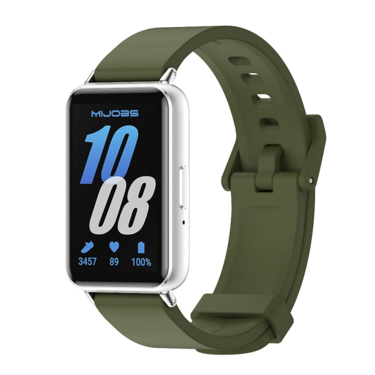 For Samsung Galaxy Fit 3 Mijobs Silicone Watch Band(Army Green+Silver) - Watch Bands by MIJOBS | Online Shopping South Africa | PMc TechLife | Buy Now Pay Later Mobicred