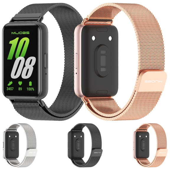 For Samsung Galaxy Fit 3 Mijobs Milan Magnetic Metal Watch Band(Silver)