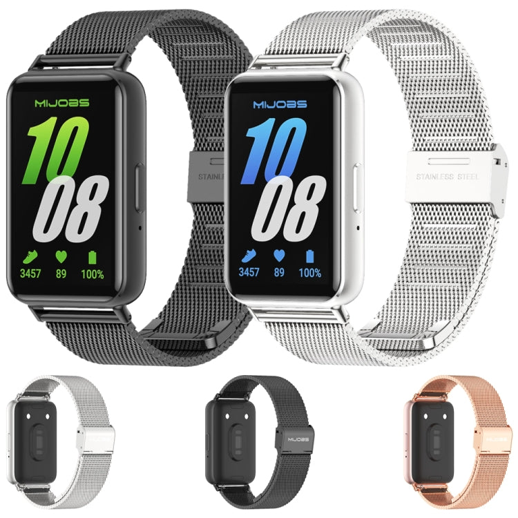For Samsung Galaxy Fit 3 Mijobs Milan Buckle Metal Watch Band(Black)
