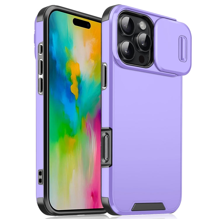 For iPhone 16 Pro Max Sliding Camshield TPU + PC Phone Case(Purple) - iPhone 16 Pro Max Cases by PMC TechLife | Online Shopping South Africa | PMC TechLife | Buy Now Pay Later Mobicred