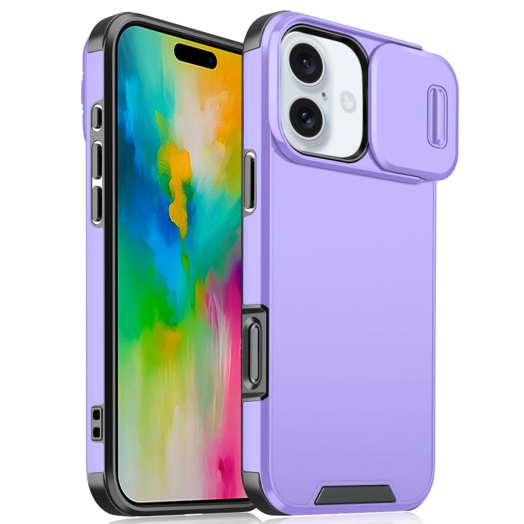 For iPhone 16 Sliding Camshield TPU + PC Phone Case(Purple) - iPhone 16 Cases by PMC TechLife | Online Shopping South Africa | PMC TechLife | Buy Now Pay Later Mobicred