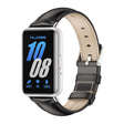 For Samsung Galaxy Fit 3 Mijobs Dual-sided Genuine Leather Watch Band(Black Silver) - Watch Bands by MIJOBS | Online Shopping South Africa | PMc TechLife | Buy Now Pay Later Mobicred