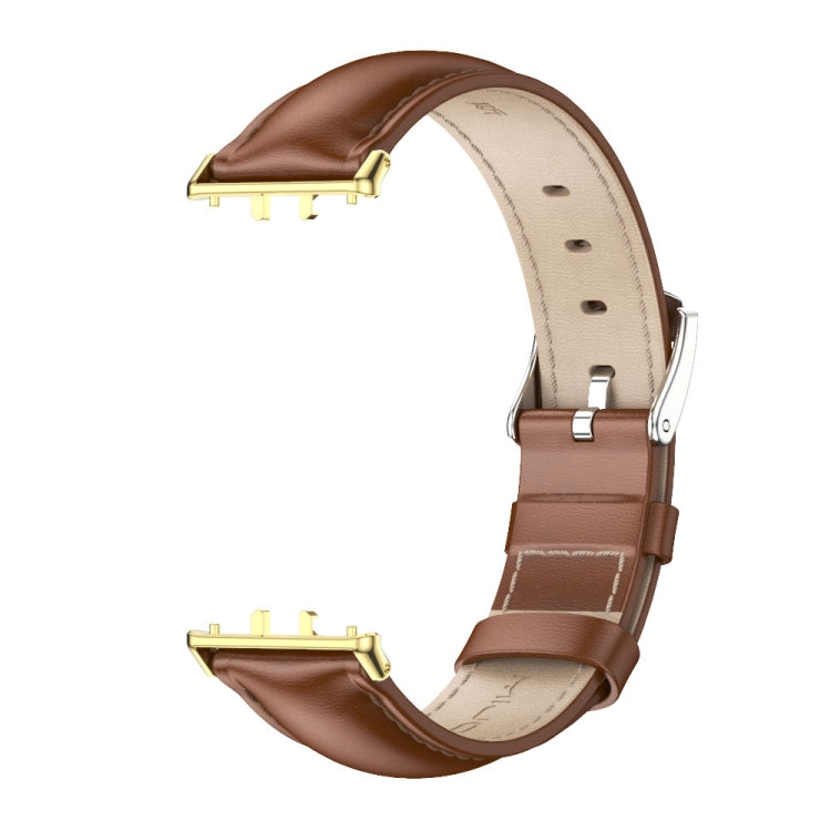 For Samsung Galaxy Fit 3 Mijobs Dual-sided Genuine Leather Watch Band(Brown Gold) - free shipping - PMc TechLife - Order now!