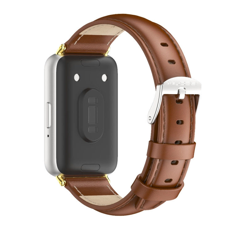 For Samsung Galaxy Fit 3 Mijobs Dual-sided Genuine Leather Watch Band(Brown Gold) - free shipping - PMc TechLife - Order now!