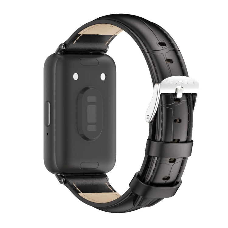 For Samsung Galaxy Fit 3 Mijobs Dual-sided Genuine Leather Watch Band(Bamboo Black) - free shipping - PMc TechLife - Order now!