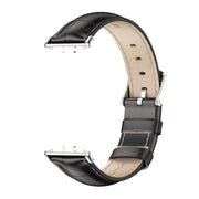For Samsung Galaxy Fit 3 Mijobs Dual-sided Genuine Leather Watch Band(Bamboo Black Silver)