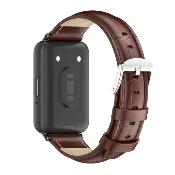 For Samsung Galaxy Fit 3 Mijobs Dual-sided Genuine Leather Watch Band(Bamboo Coffee Black)