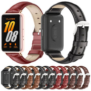 For Samsung Galaxy Fit 3 Mijobs Dual-sided Genuine Leather Watch Band(Brown Silver)