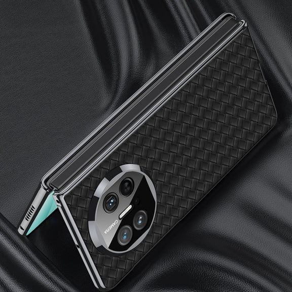 For Huawei Mate X5 GKK Leather Ultra-thin Electroplating Woven Texture Shockproof Phone Case(White)