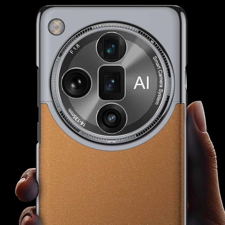 For OPPO Find X7 Ultra GKK Mortise-Tenon Connection Contrast Color Frosted AG Shockproof Phone Case(Brown)