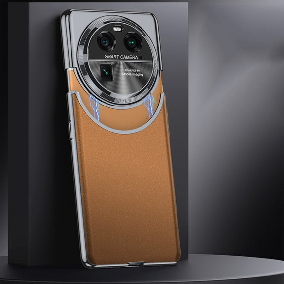 For OPPO Find X6 GKK Mortise-Tenon Connection Contrast Color Frosted AG Shockproof Phone Case(Brown)