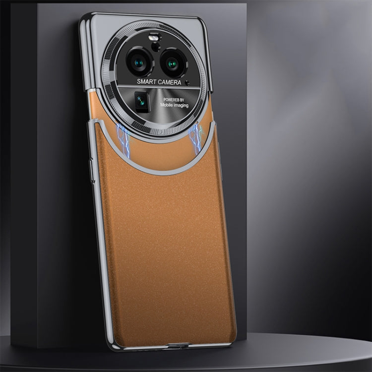For OPPO Find X6 Pro GKK Mortise-Tenon Connection Contrast Color Frosted AG Shockproof Phone Case(Brown) - free shipping - PMC Jewellery - Order now!