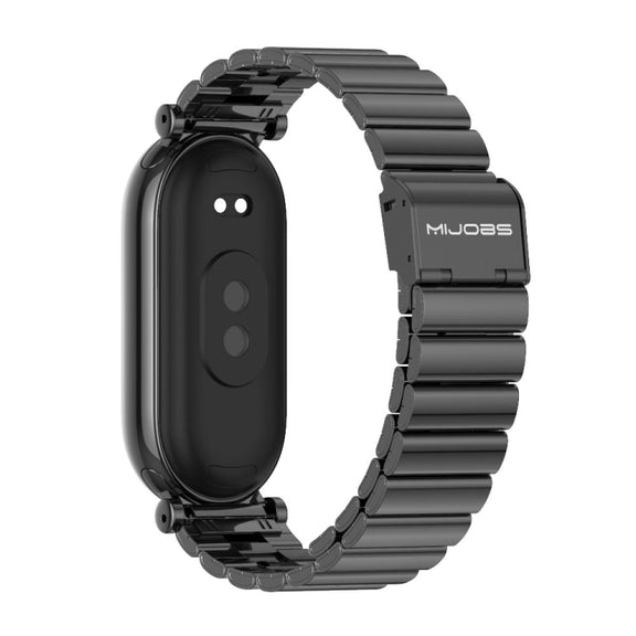 For Xiaomi Mi Band 8 Mijobs GT4 Bamboo Buckle Metal Watch Band(Black)