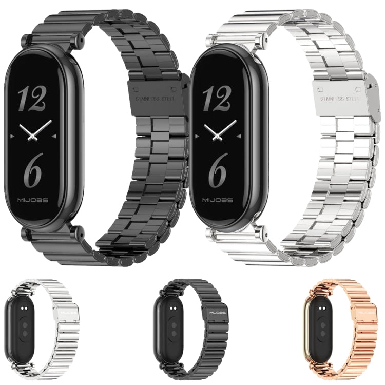 For Xiaomi Smart Band 10 / 9 / 8 Mijobs GT4 Bamboo Buckle Metal Watch Band(Rose Gold)