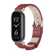For Xiaomi Smart Band 10 / 9 / 8 Mijobs GT4 First Layer Cowhide Watch Band(Red Silver)