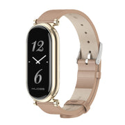 For Xiaomi Smart Band 10 / 9 / 8 Mijobs GT4 First Layer Cowhide Watch Band(Apricot Light Gold)