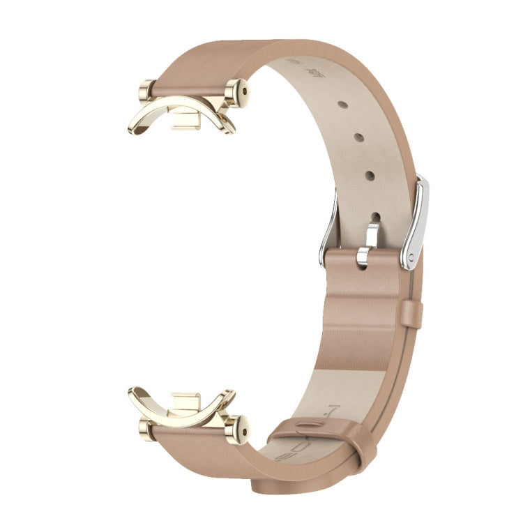 For Xiaomi Smart Band 10 / 9 / 8 Mijobs GT4 First Layer Cowhide Watch Band(Apricot Light Gold)