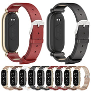 For Xiaomi Smart Band 10 / 9 / 8 Mijobs GT4 First Layer Cowhide Watch Band(Brown Light Gold)