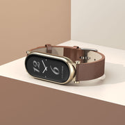 For Xiaomi Smart Band 10 / 9 / 8 Mijobs GT4 First Layer Cowhide Watch Band(Brown Light Gold)