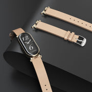 For Xiaomi Smart Band 10 / 9 / 8 Mijobs GT4 First Layer Cowhide Watch Band(Brown Light Gold)