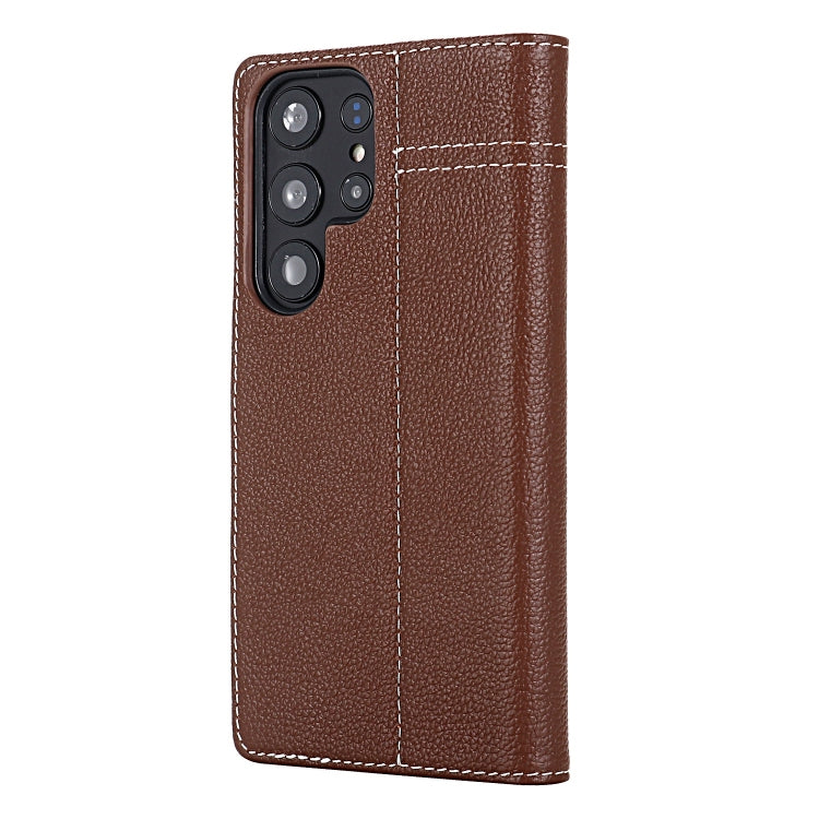 For Samsung Galaxy S24 5G GEBEI Top-grain Horizontal Flip Leather Phone Case(Brown) - free shipping - PMC Jewellery - Order now!