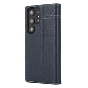 For Samsung Galaxy S24+ 5G GEBEI Top-grain Horizontal Flip Leather Phone Case(Blue)