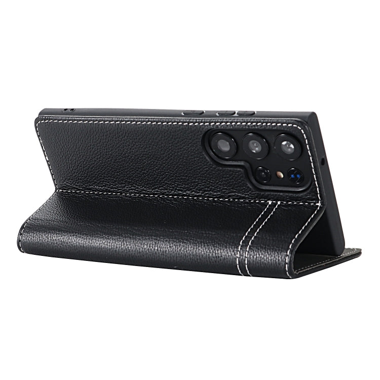 For Samsung Galaxy S24+ 5G GEBEI Top-grain Horizontal Flip Leather Phone Case(Black) - free shipping - PMC Jewellery - Order now!