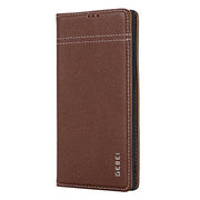 For Samsung Galaxy S24 Ultra 5G GEBEI Top-grain Horizontal Flip Leather Phone Case(Brown)