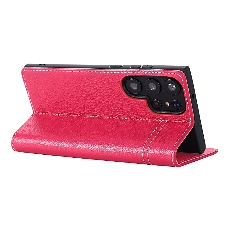 For Samsung Galaxy S24 Ultra 5G GEBEI Top-grain Horizontal Flip Leather Phone Case(Rose Red)