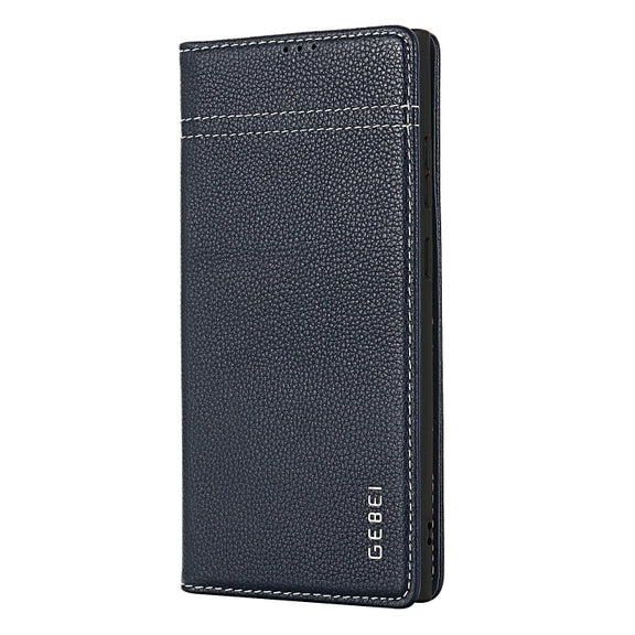 For Samsung Galaxy S24 Ultra 5G GEBEI Top-grain Horizontal Flip Leather Phone Case(Blue)