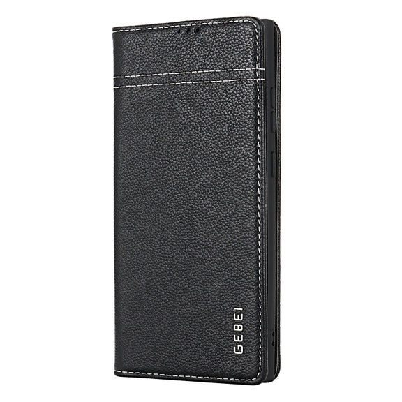 For Samsung Galaxy S24 Ultra 5G GEBEI Top-grain Horizontal Flip Leather Phone Case(Black)