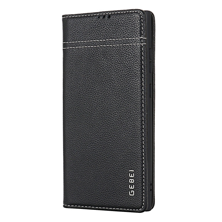 For Samsung Galaxy S24 Ultra 5G GEBEI Top-grain Horizontal Flip Leather Phone Case(Black)