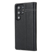 For Samsung Galaxy S24 Ultra 5G GEBEI Top-grain Horizontal Flip Leather Phone Case(Black)