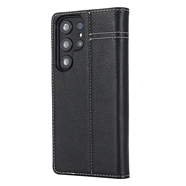 For Samsung Galaxy S24 Ultra 5G GEBEI Top-grain Horizontal Flip Leather Phone Case(Black)