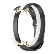 For Xiaomi Smart Band 10 / 9 / 8 Mijobs GT4 Dual-Loop Leather Watch Band(Black+White+Light Gold)