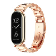 For Xiaomi Smart Band 10 / 9 / 8 Mijobs GT4 Three Beads Metal Watch Band(Rose Gold)