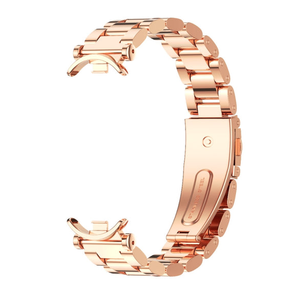 For Xiaomi Smart Band 10 / 9 / 8 Mijobs GT4 Three Beads Metal Watch Band(Rose Gold)