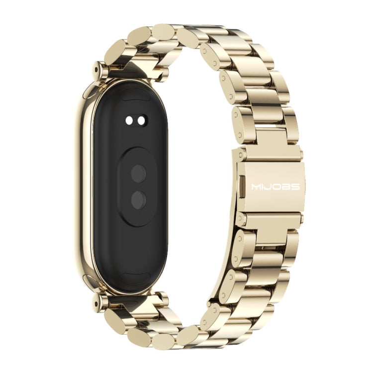 For Xiaomi Smart Band 10 / 9 / 8 Mijobs GT4 Three Beads Metal Watch Band(Light Gold)