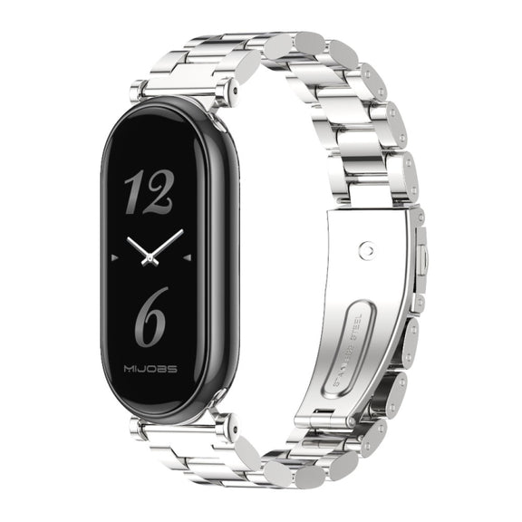For Xiaomi Smart Band 10 / 9 / 8 Mijobs GT4 Three Beads Metal Watch Band(Silver)