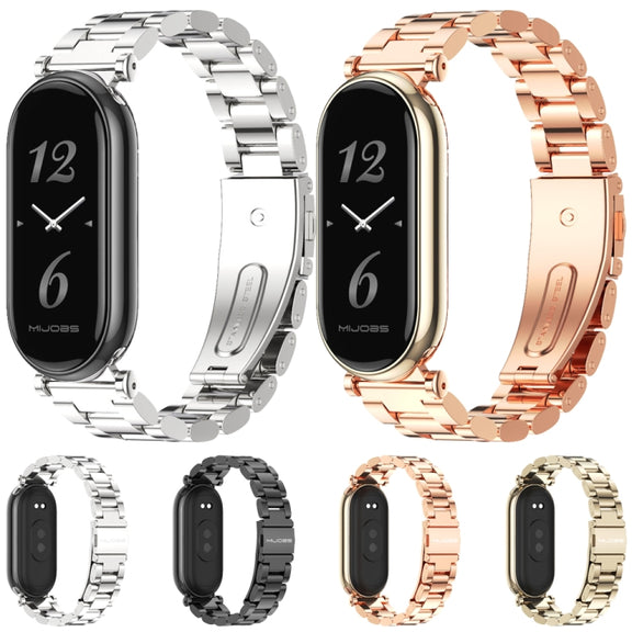 For Xiaomi Smart Band 10 / 9 / 8 Mijobs GT4 Three Beads Metal Watch Band(Silver)
