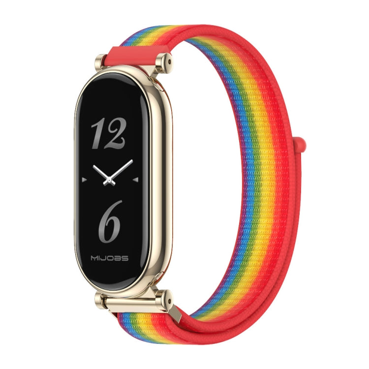 For Xiaomi Mi Band 8 / 9 / 9 NFC Mijobs GT4 Breathable Nylon Loop Watch Band(Rainbow Light Gold) - Watch Bands by MIJOBS | Online Shopping South Africa | PMc TechLife | Buy Now Pay Later Mobicred