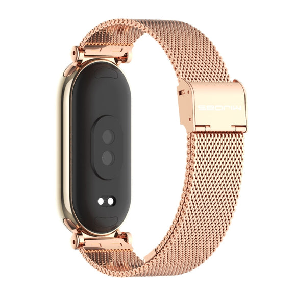 For Xiaomi Smart Band 10 / 9 / 8 Mijobs GT4 Milan Buckle Metal Watch Band(Rose Gold)