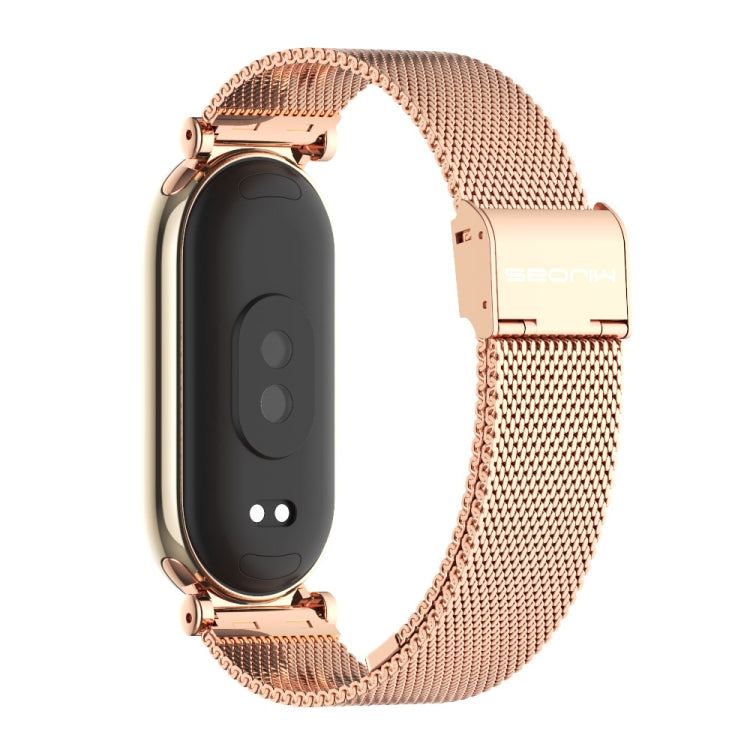 For Xiaomi Smart Band 10 / 9 / 8 Mijobs GT4 Milan Buckle Metal Watch Band(Rose Gold)